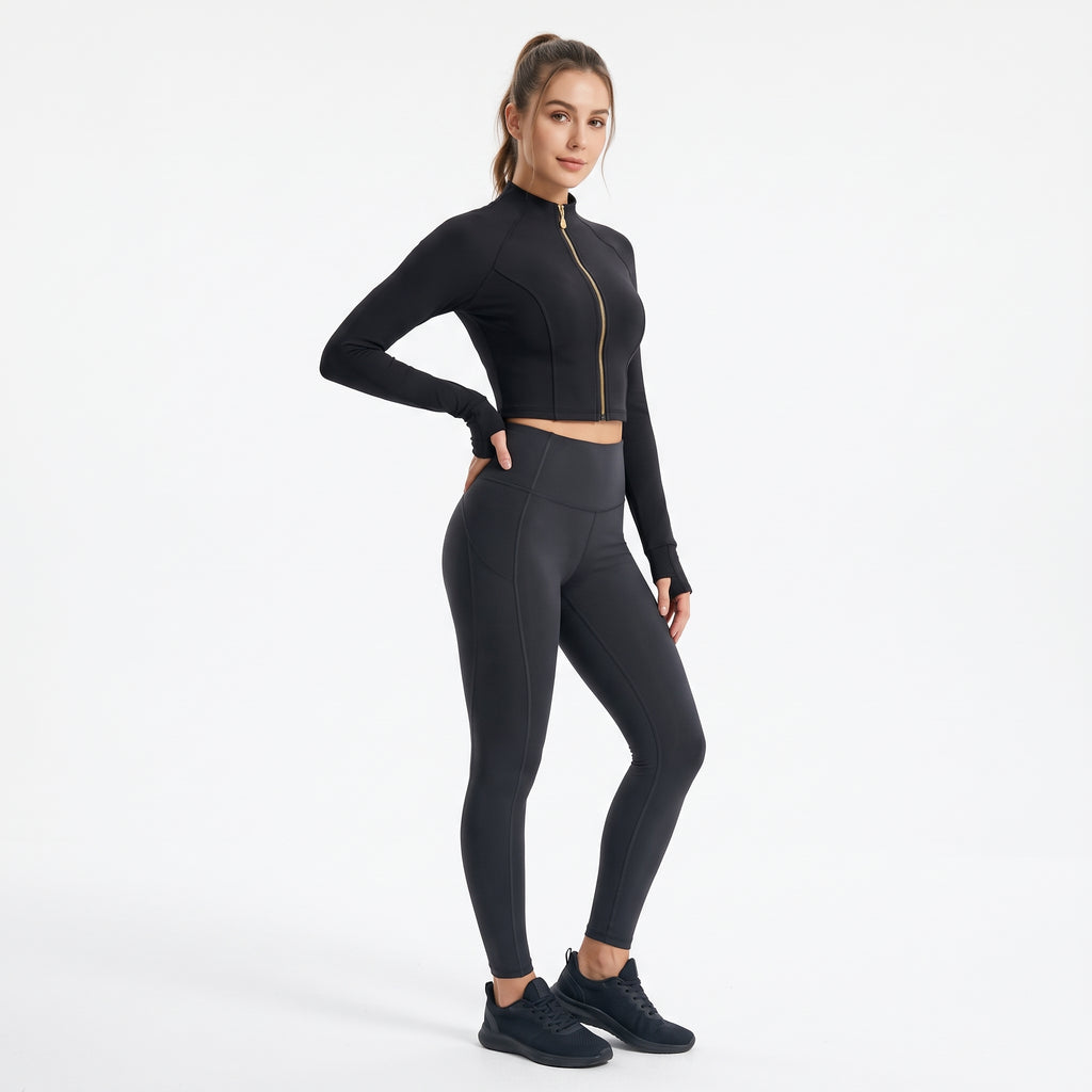 Uncia Active Women Zip Up  2 Piece  Set | High Waist Workout Leggings & Crop Yoga