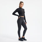 Uncia Active Women Zip Up  2 Piece  Set | High Waist Workout Leggings & Crop Yoga