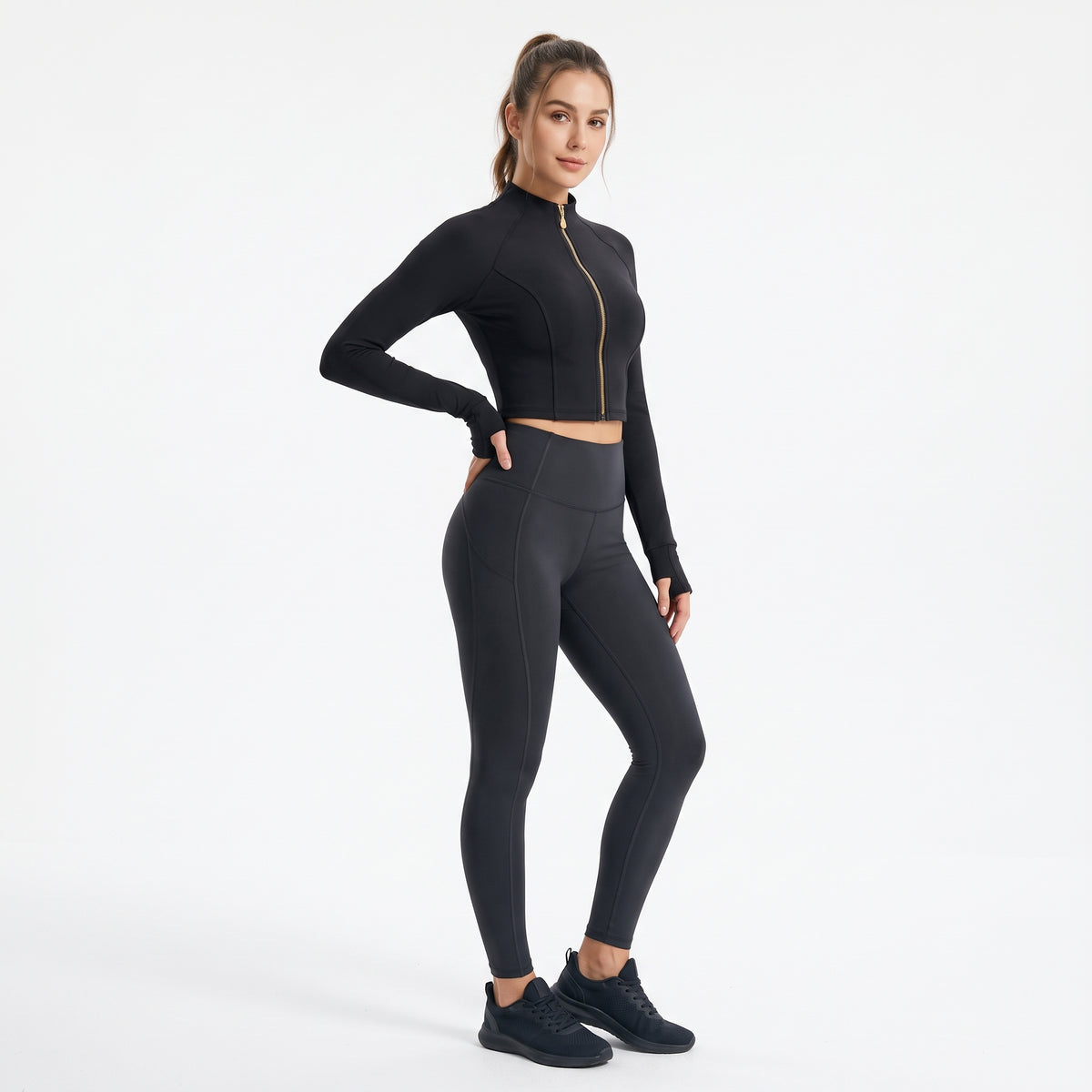 Uncia Active Women Zip Up  2 Piece  Set | High Waist Workout Leggings & Crop Yoga