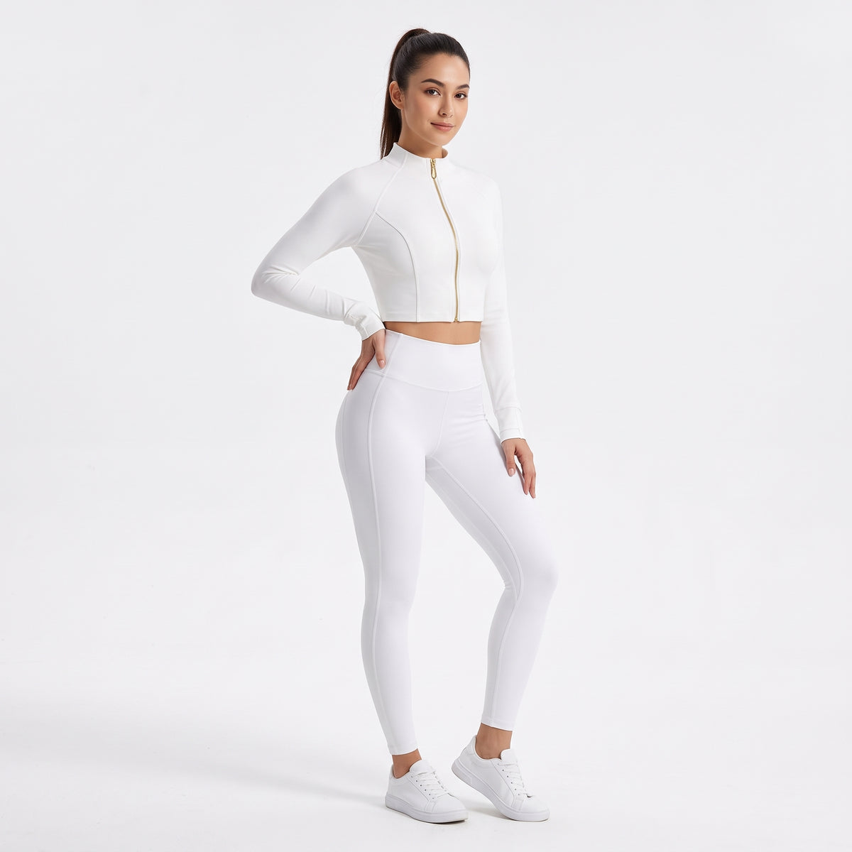 Uncia Active Women Zip Up  2 Piece  Set | High Waist Workout Leggings & Crop Yoga