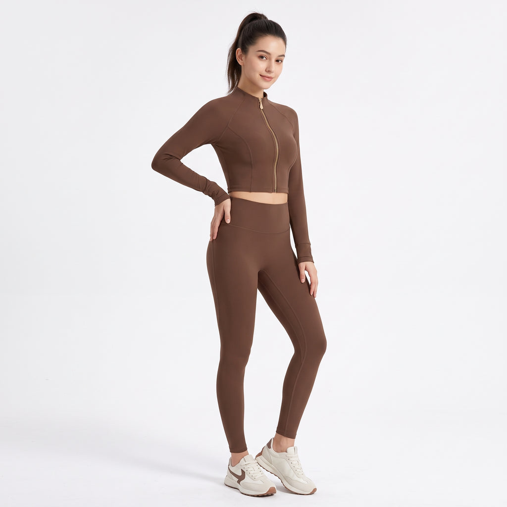 Uncia Active Women Zip Up  2 Piece  Set | High Waist Workout Leggings & Crop Yoga