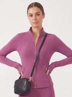 Uncia Active Stand Collar Zip Up Jacket | Gold Zipper Slim Fit
