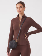 Uncia Active Stand Collar Zip Up Jacket | Gold Zipper Slim Fit