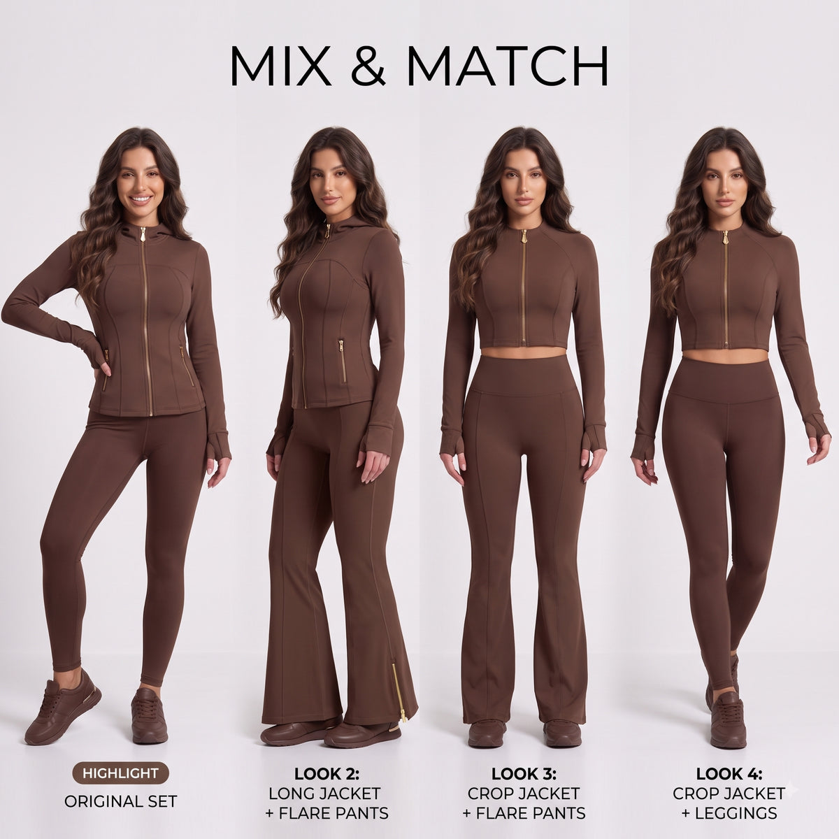Uncia Active 2 Piece Women's Going out Set , Zip Up Jacket & High Waist Leggings