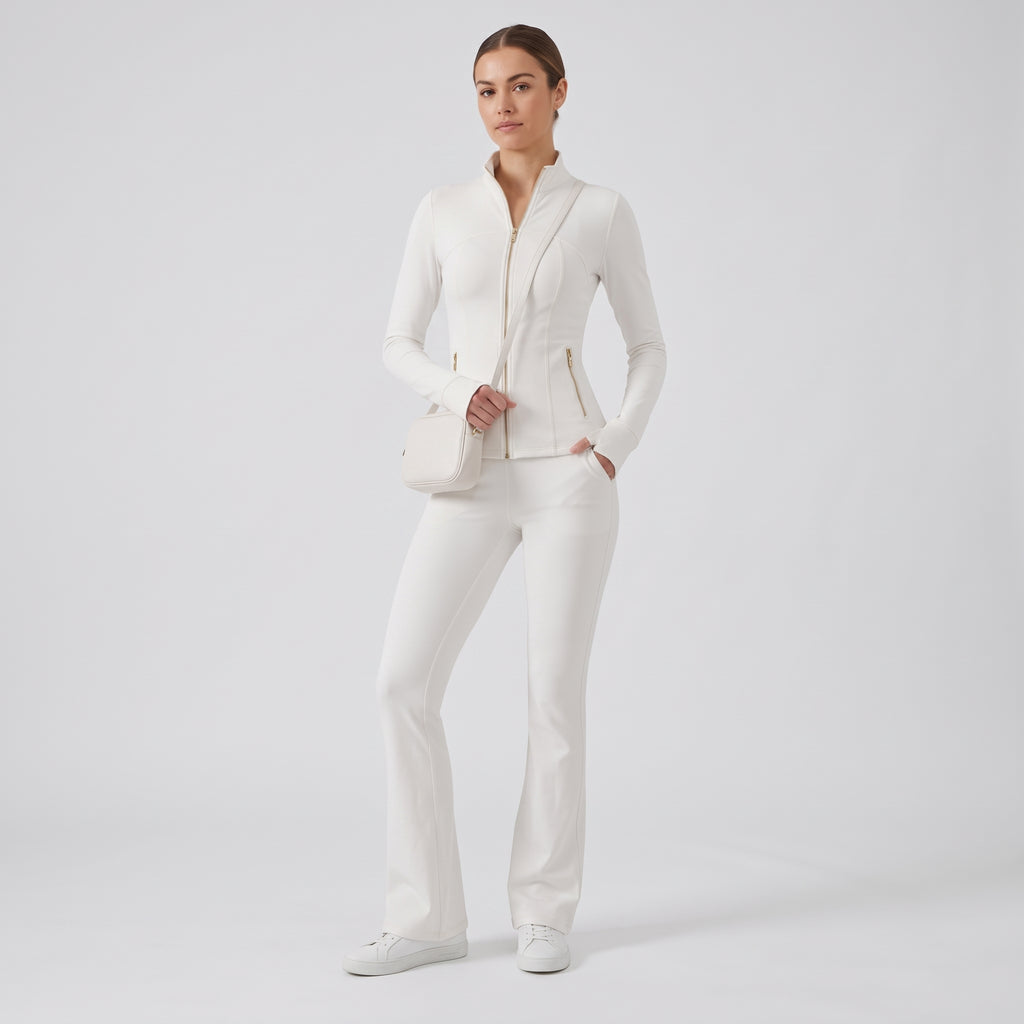 Uncia Active Women's 2 Piece Workout Set | Zip Up Jacket & Flare Yoga Leggings