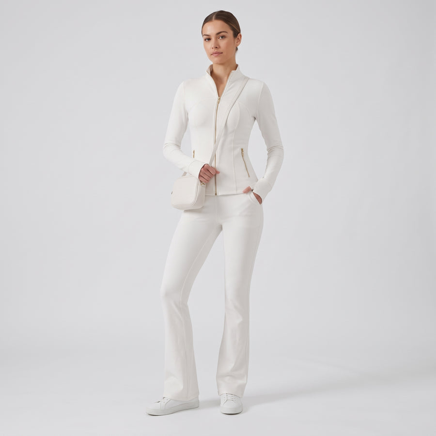 Uncia Active Women's 2 Piece Workout Set | Zip Up Jacket & Flare Yoga Leggings