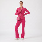 Uncia Active Women's 2 Piece Workout Set | Zip Up Jacket & Flare Yoga Leggings
