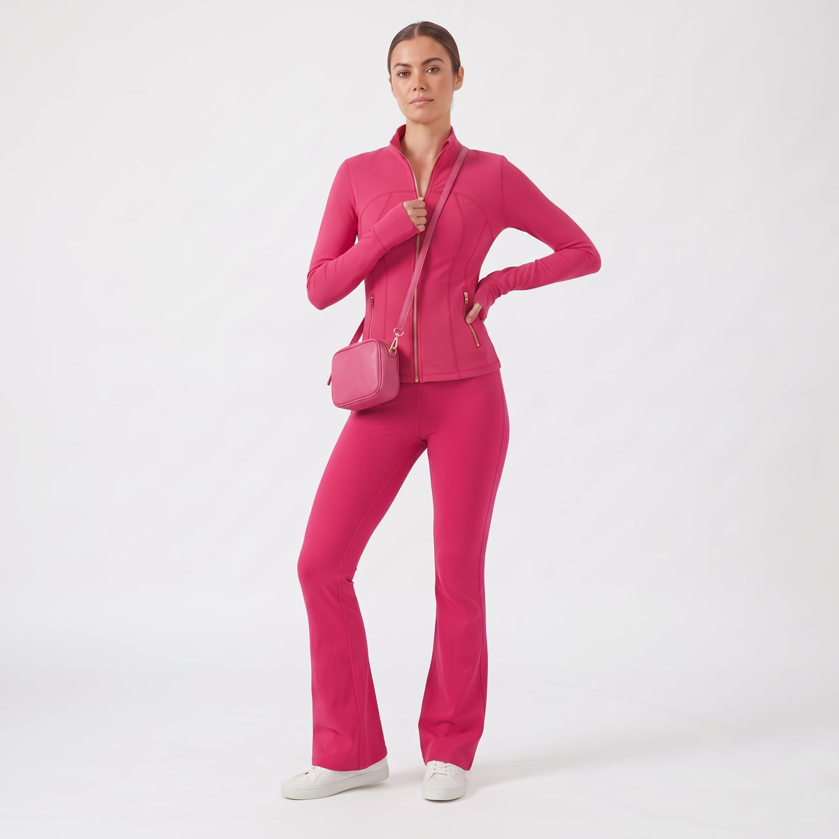 Uncia Active Women's 2 Piece Workout Set | Zip Up Jacket & Flare Yoga Leggings