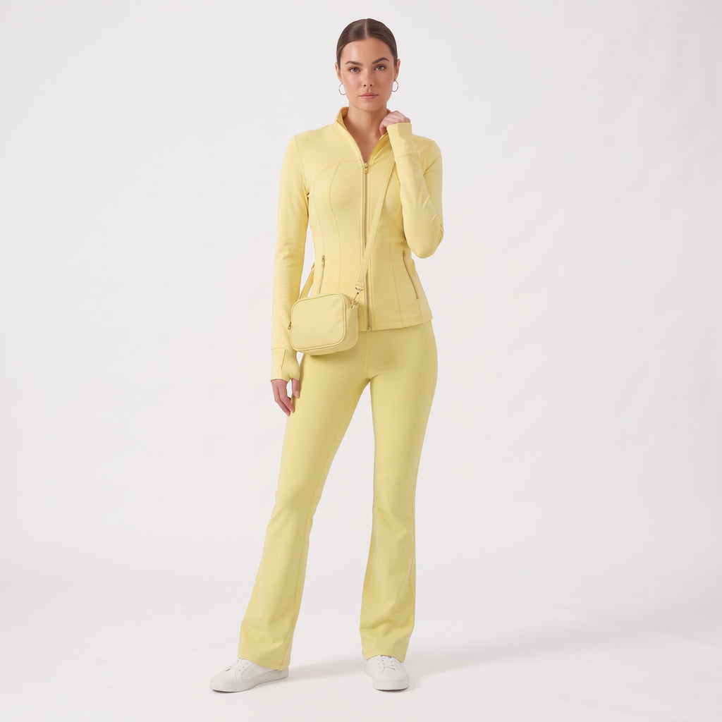 Uncia Active Women's 2 Piece Workout Set | Zip Up Jacket & Flare Yoga Leggings