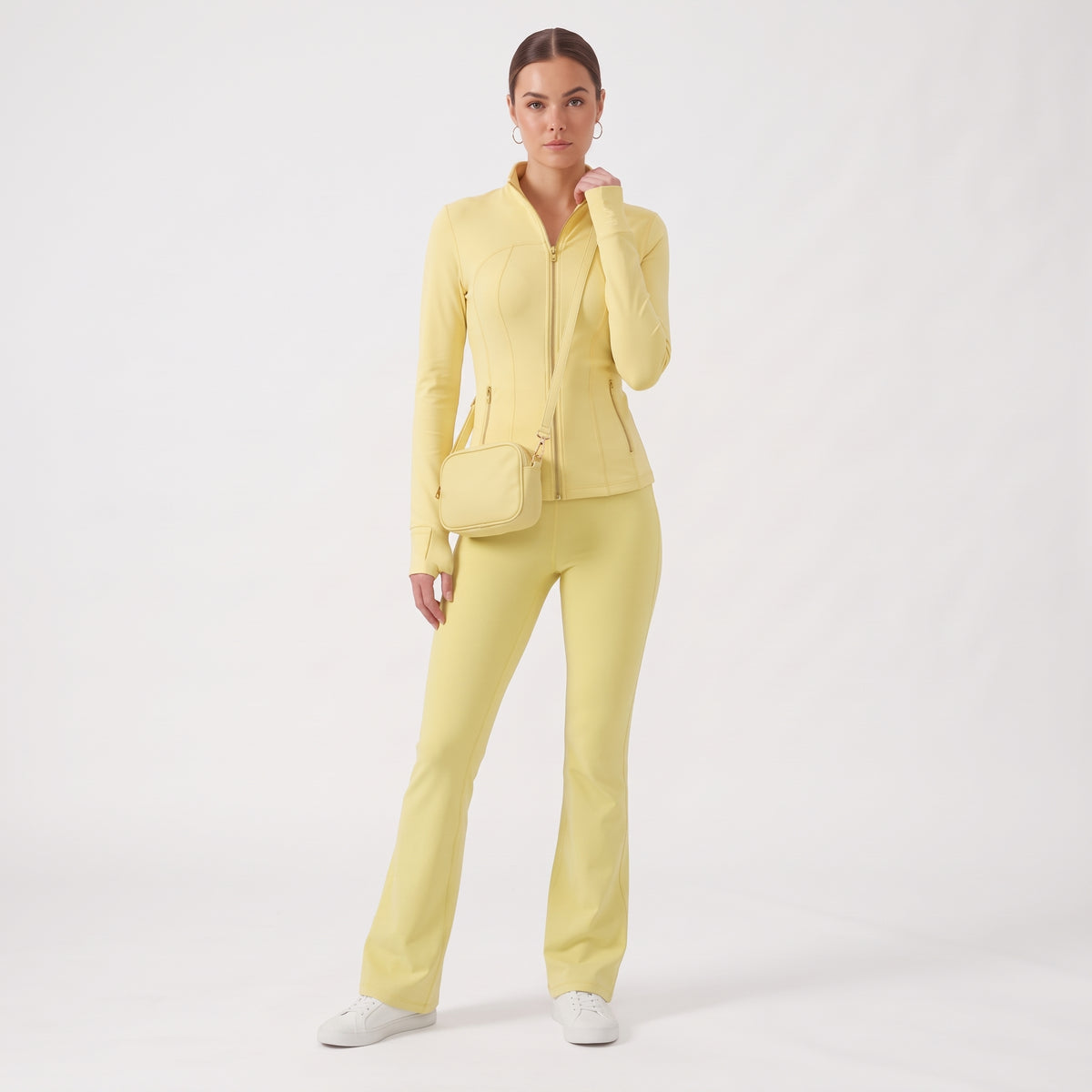 Uncia Active Women's 2 Piece Workout Set | Zip Up Jacket & Flare Yoga Leggings