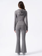 Uncia Active Women's 2 Piece Workout Set | Hooded Zip Jacket & Flare Leggings