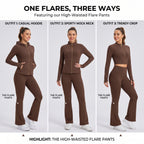 Uncia Active Women's Fold Over Waist Flare Yoga Leggings | Bootcut Compression Workout Pants