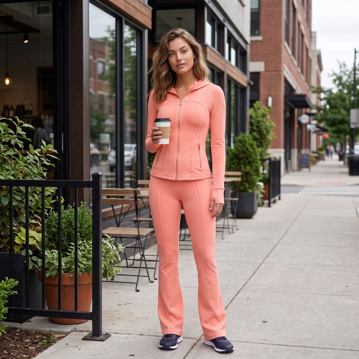 Uncia Active Women's 2 Piece Workout Set | Hooded Zip Jacket & Flare Leggings