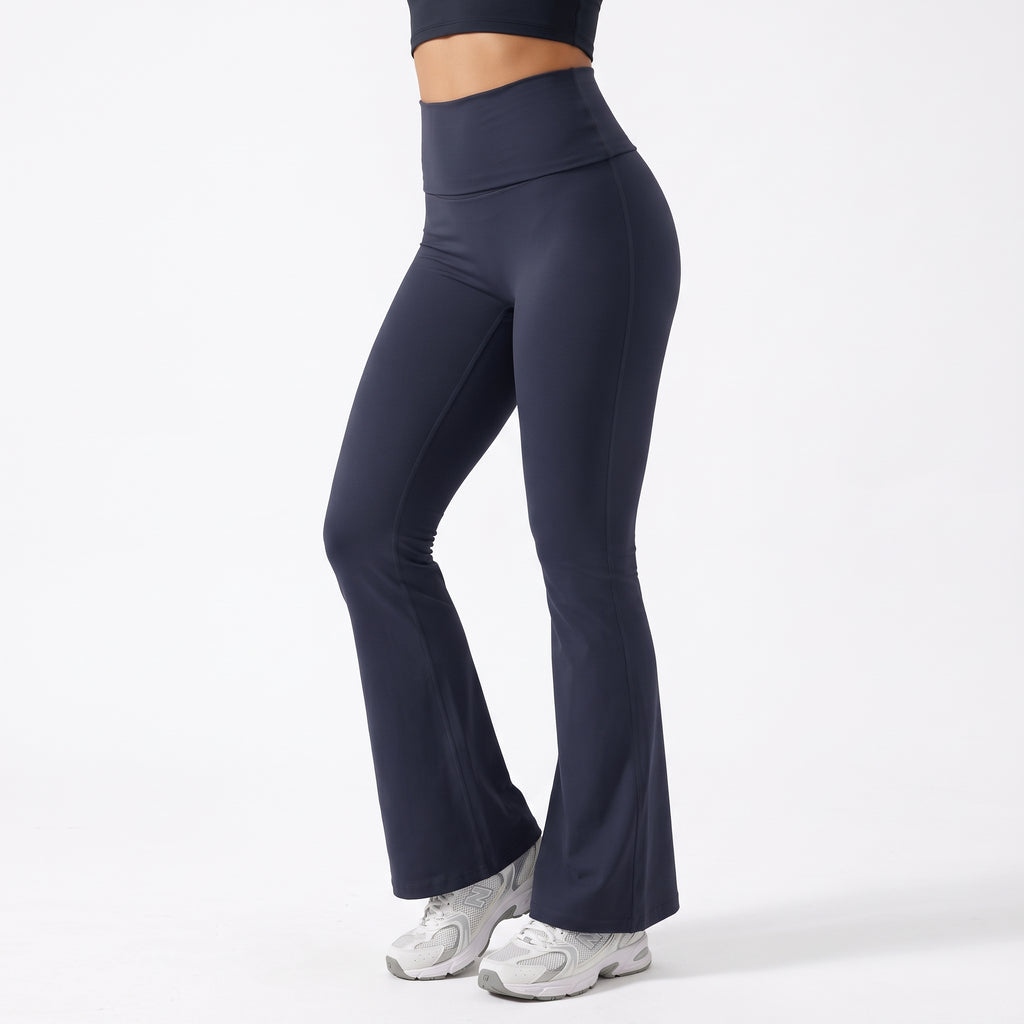 Uncia Active Women's Fold Over Waist Flare Yoga Leggings | Bootcut Compression Workout Pants