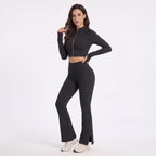 Uncia Active Women’s 2‑Piece Activewear Set | Zip‑Up Cropped Jacket & Flare Leggings
