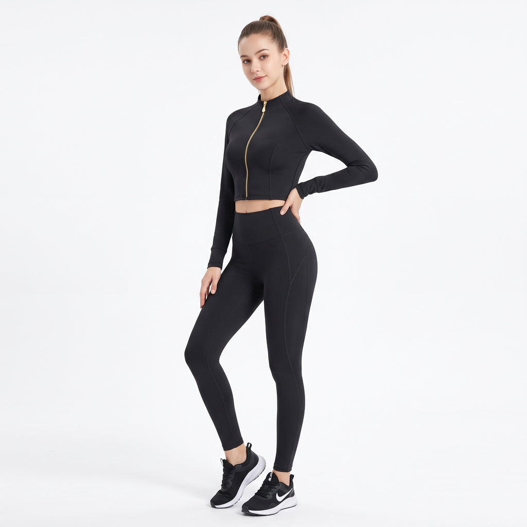 Uncia Active Women Zip Up  2 Piece  Set | High Waist Workout Leggings & Crop Yoga