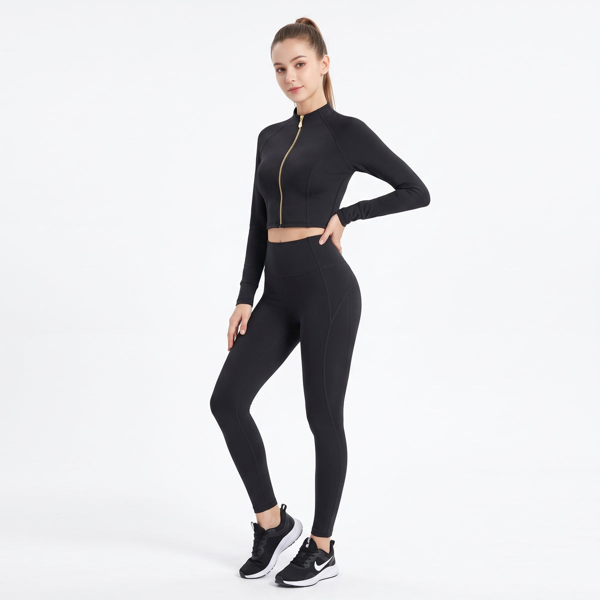 Uncia Active Women Zip Up  2 Piece  Set | High Waist Workout Leggings & Crop Yoga