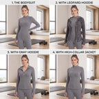 Uncia Active Half Zip Long Sleeve Flare Yoga Jumpsuit | Slim Fit Activewear Onesie for Women