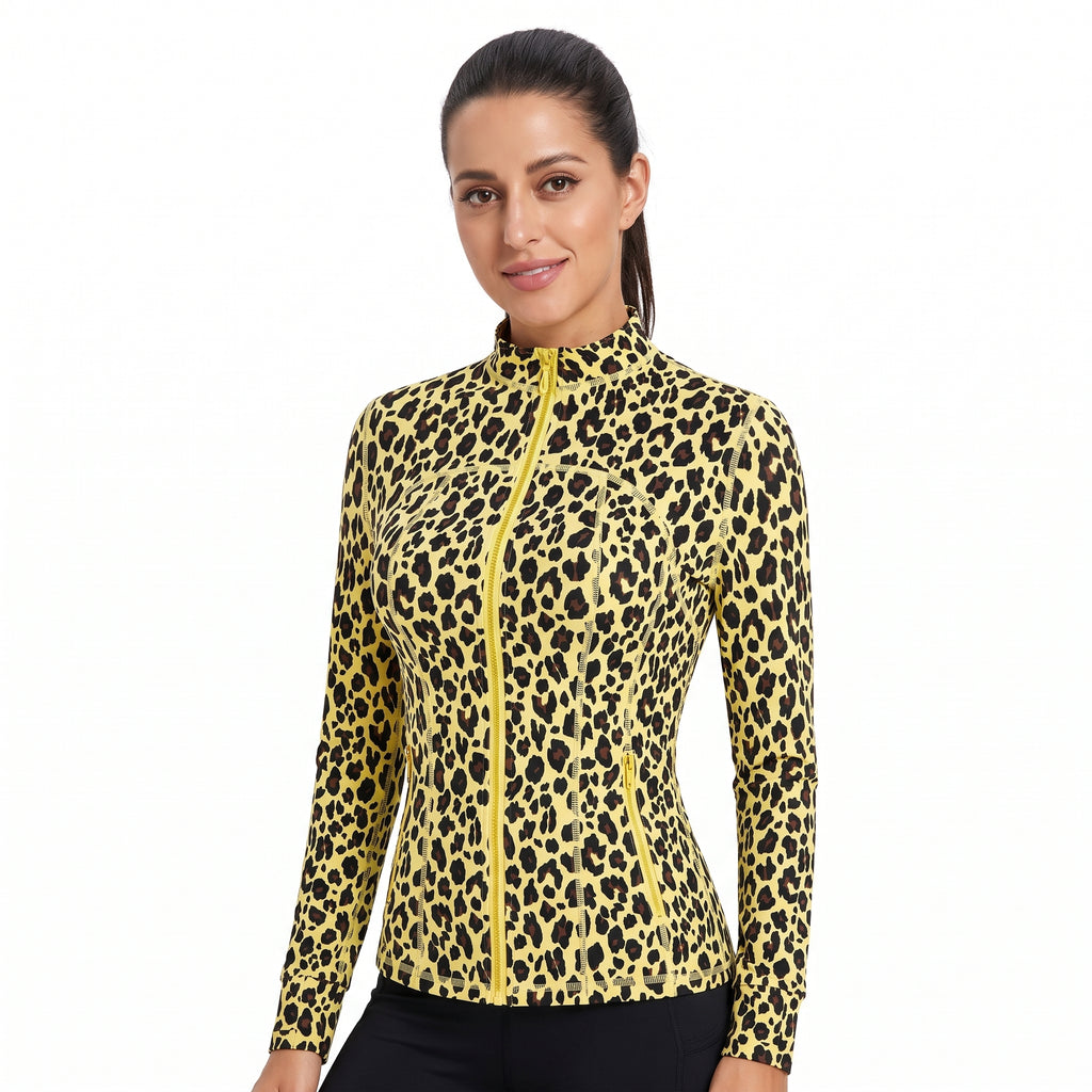 Uncia Active Women's Stand Collar Zip Up Jacket | Gold Zipper Slim Fit Coat