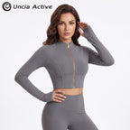 Half Zip Cropped Yoga Top for Women, Long Sleeve Slim Fit Athletic Gym Shirt with Thumb Holes