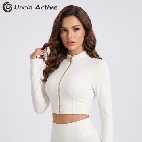Half Zip Cropped Yoga Top for Women, Long Sleeve Slim Fit Athletic Gym Shirt with Thumb Holes