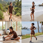 Uncia Active Women's Mock Neck Short Sleeve Top & Biker Shorts Set