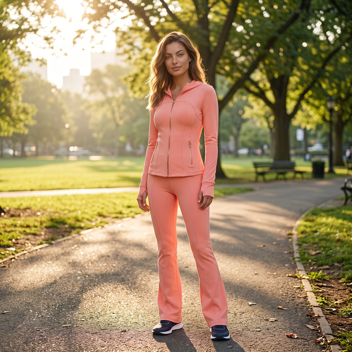 Uncia Active Women's 2 Piece Workout Set | Hooded Zip Jacket & Flare Leggings