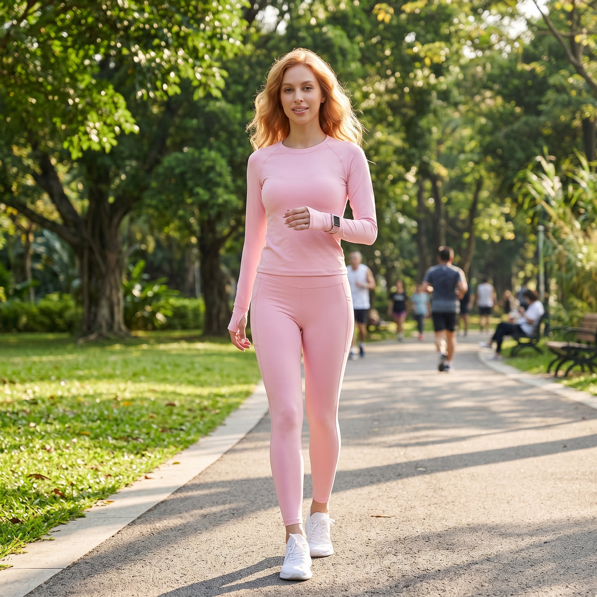 Uncia Active Long Sleeve Thumb Hole 2-Piece Yoga Set | High Waist Pocket Leggings Activewear