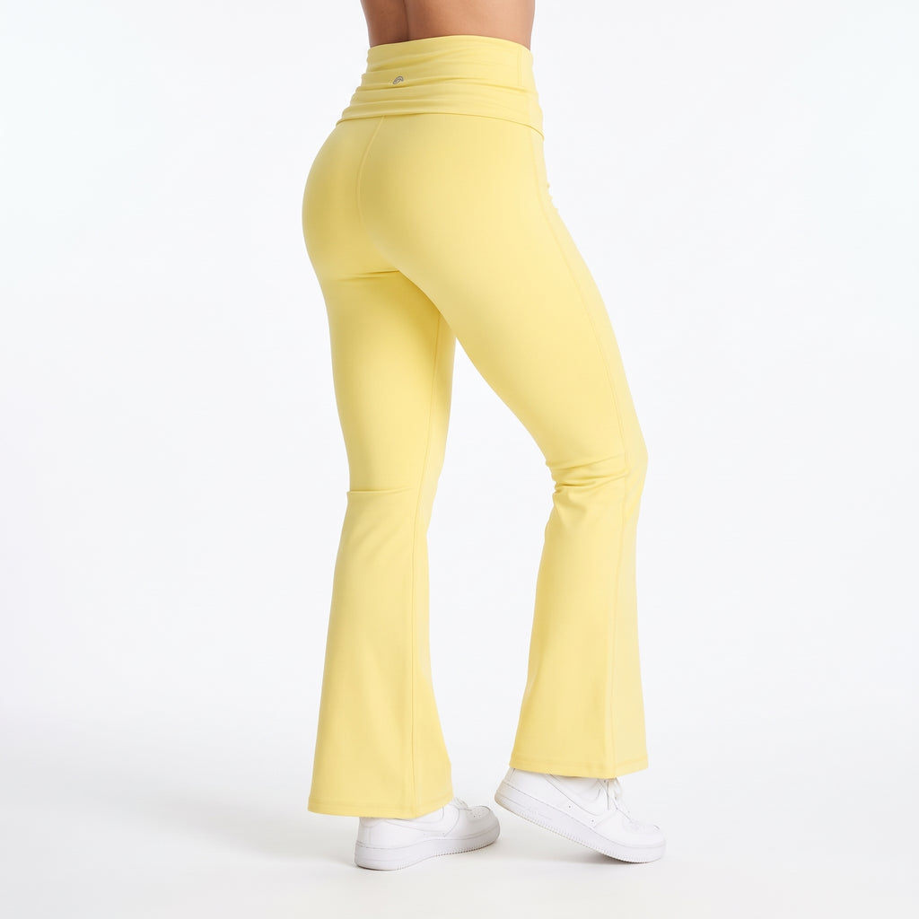 Uncia Active Women's Fold Over Waist Flare Yoga Leggings | Bootcut Compression Workout Pants