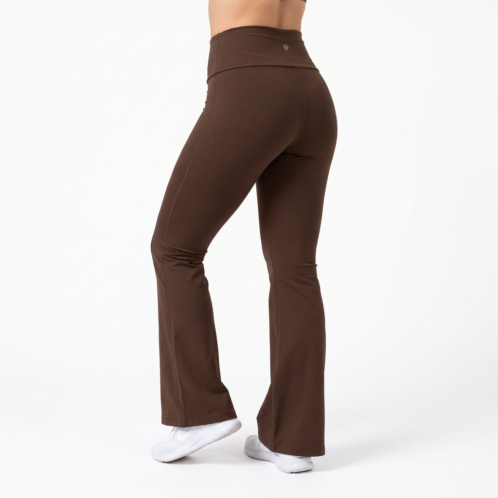 Uncia Active Women's Fold Over Waist Flare Yoga Leggings | Bootcut Compression Workout Pants