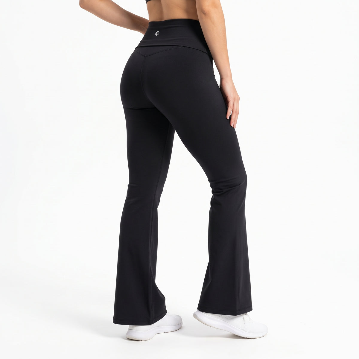 Uncia Active Women's Fold Over Waist Flare Yoga Leggings | Bootcut Compression Workout Pants