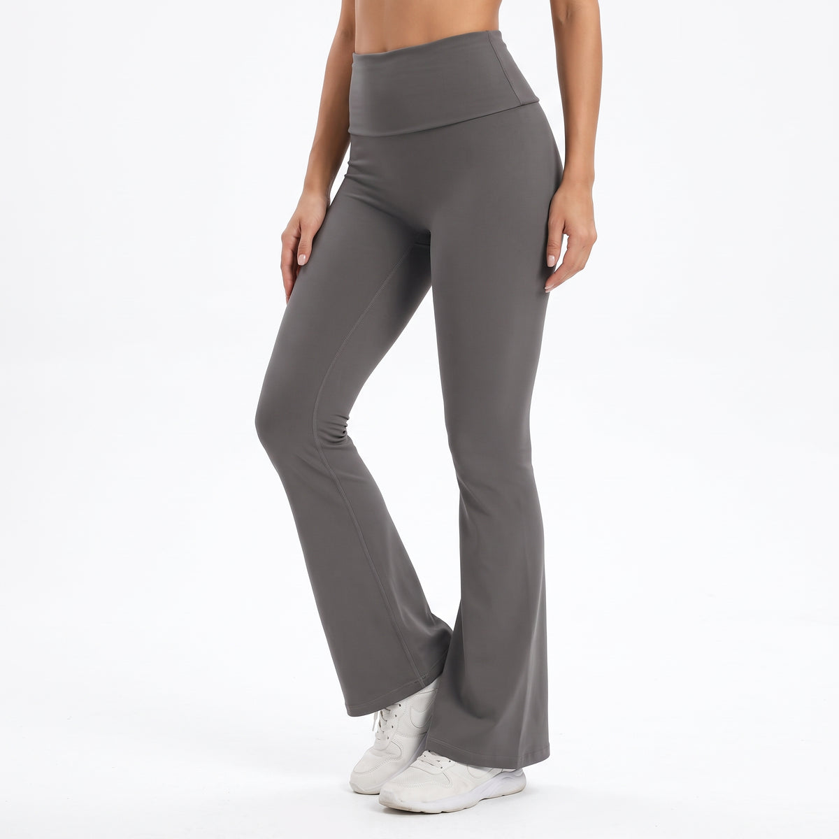 Uncia Active Women's Fold Over Waist Flare Yoga Leggings | Bootcut Compression Workout Pants