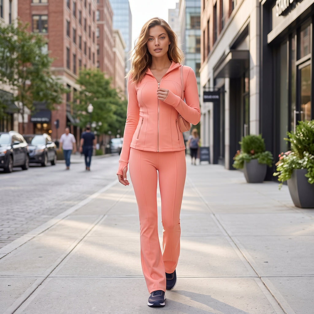 Uncia Active Women's 2 Piece Workout Set | Hooded Zip Jacket & Flare Leggings