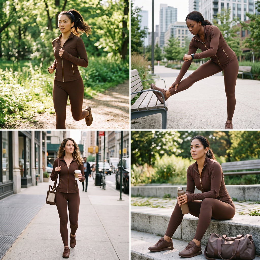 Uncia Active 2 Piece Women's Going out Set , Zip Up Jacket & High Waist Leggings
