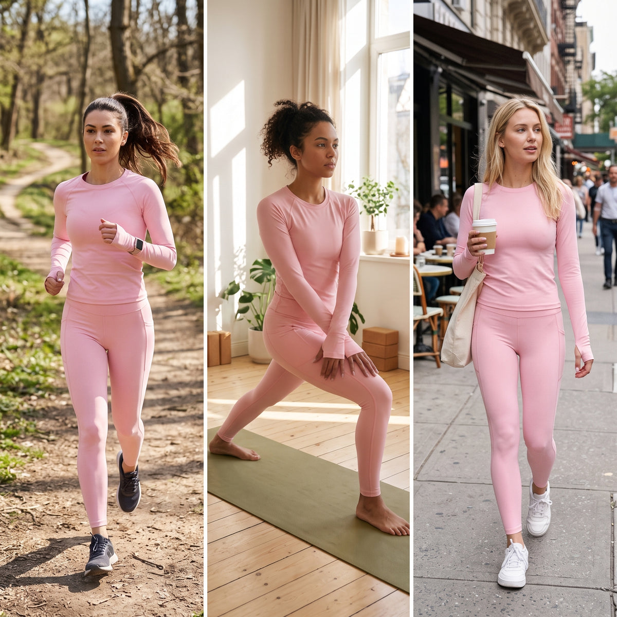 Uncia Active Long Sleeve Thumb Hole 2-Piece Yoga Set | High Waist Pocket Leggings Activewear