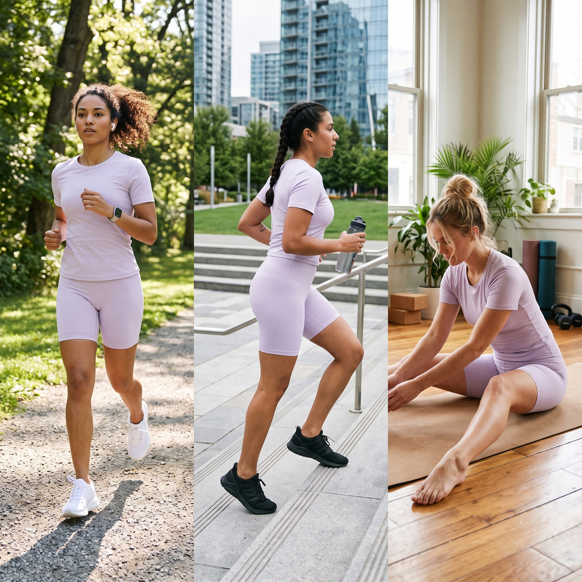 Uncia Active Women's Seamless Crew Neck Top & Biker Shorts Set