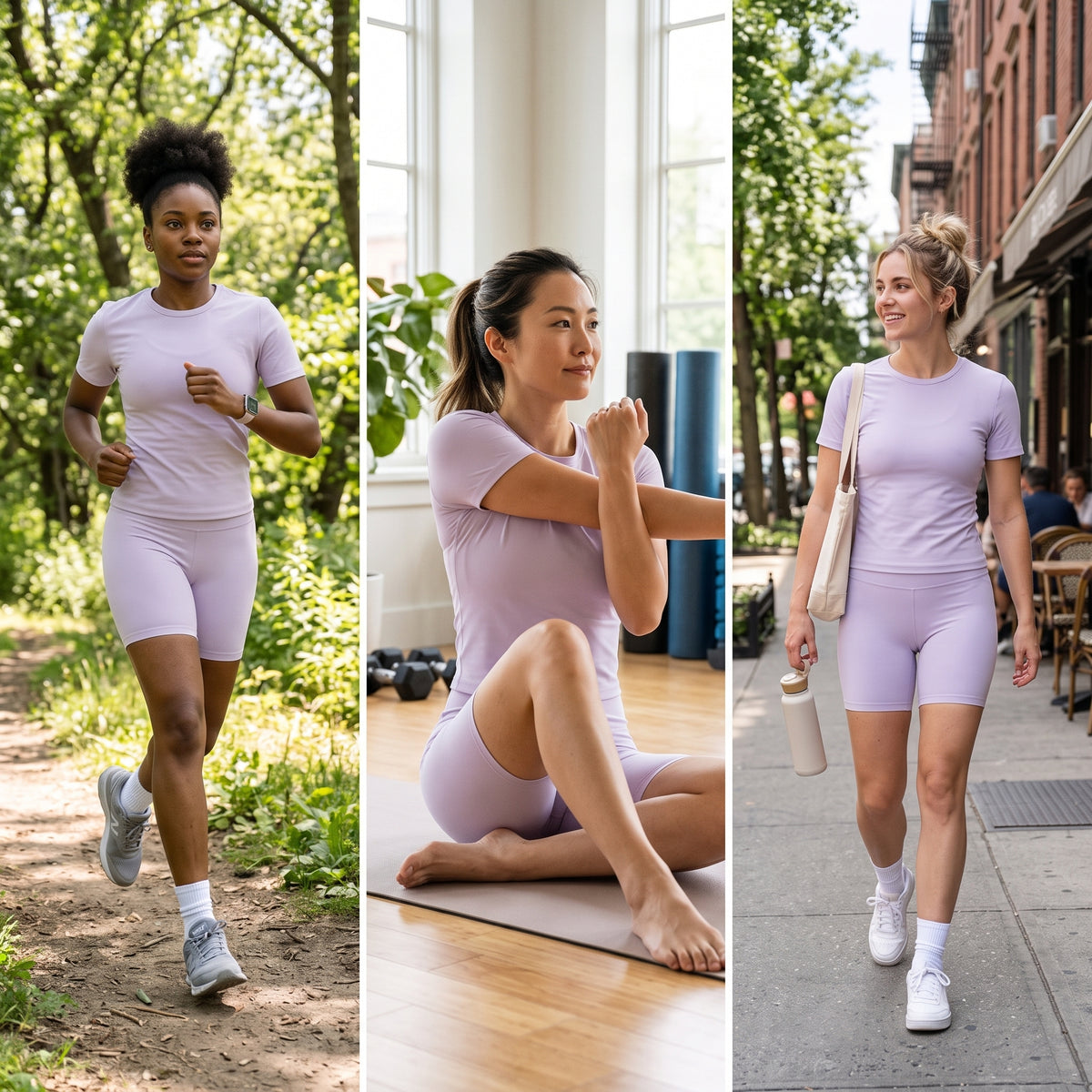 Uncia Active Women's Seamless Crew Neck Top & Biker Shorts Set