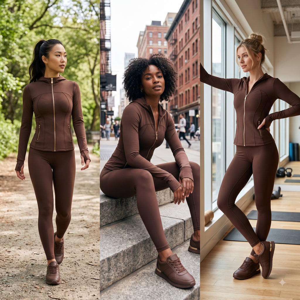 Uncia Active 2 Piece Women's Going out Set , Zip Up Jacket & High Waist Leggings
