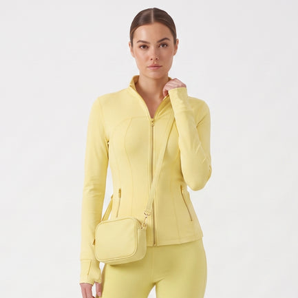 Stand‑Collar Gold Zip Sports Jacket