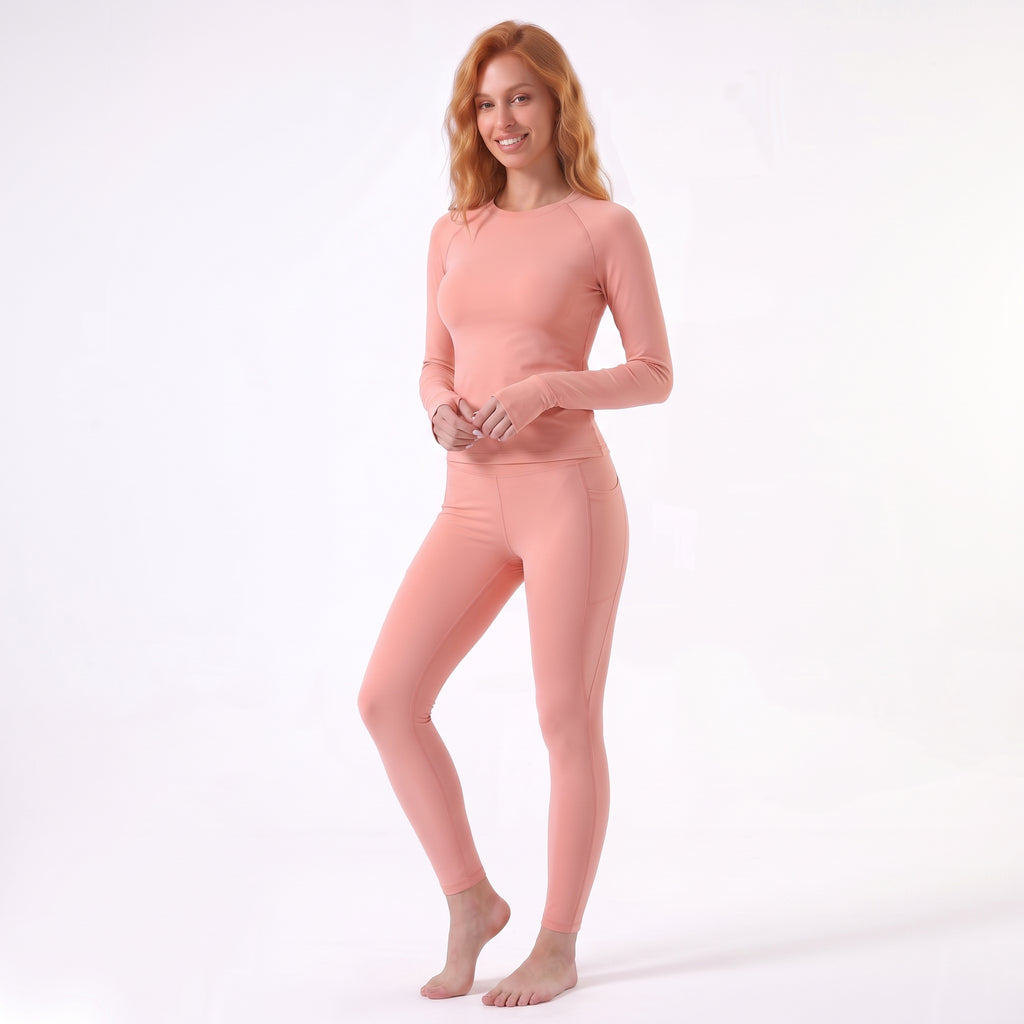 Uncia Active Long Sleeve Thumb Hole 2-Piece Yoga Set | High Waist Pocket Leggings Activewear