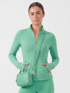 Uncia Active Stand Collar Zip Up Jacket | Gold Zipper Slim Fit