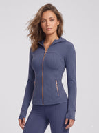 Uncia Active Hooded Gold Zip Jacket | Slim Fit Workout