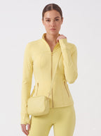 Uncia Active Stand Collar Zip Up Jacket | Gold Zipper Slim Fit