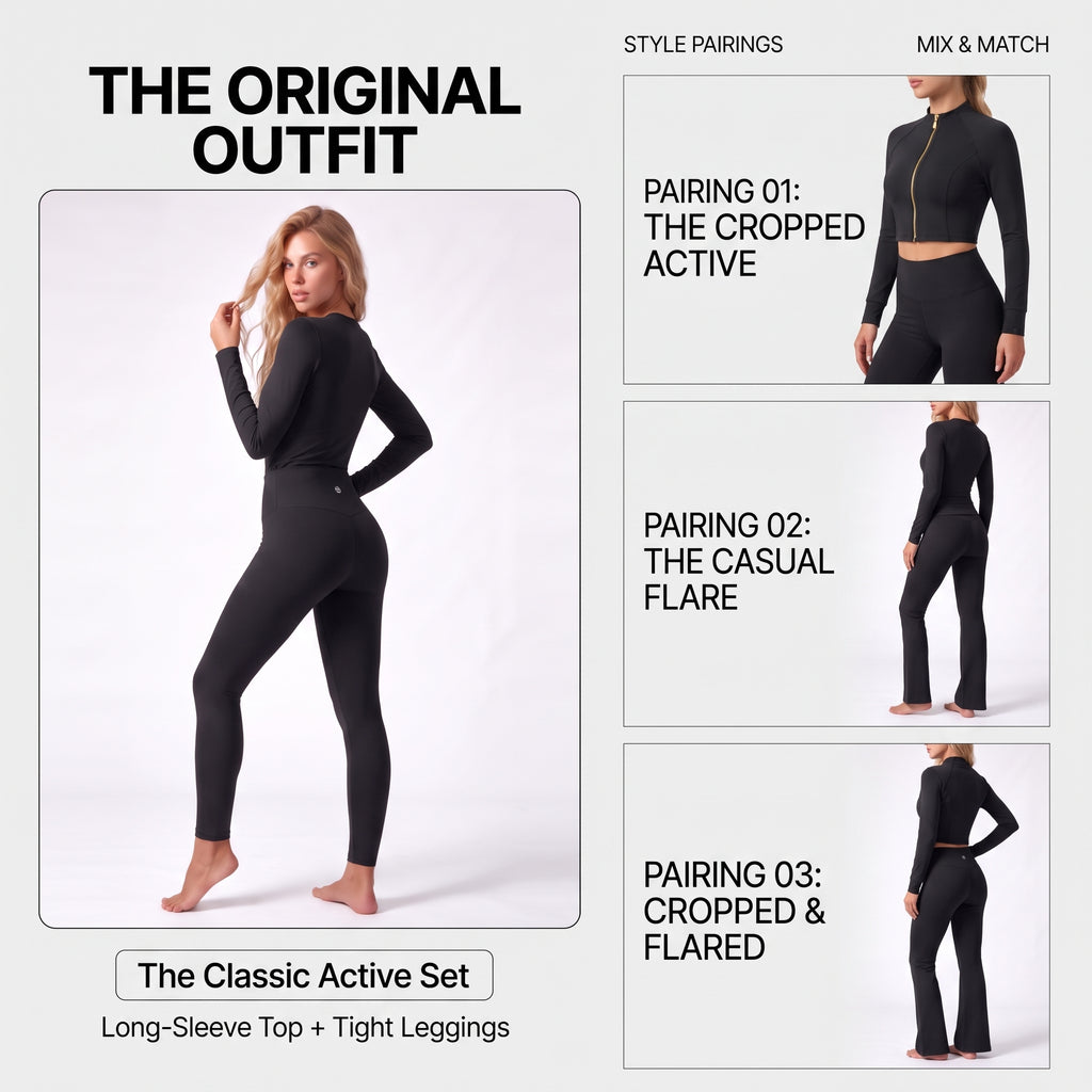 Uncia Active Women's 2 Piece Workout Outfit | Crew Neck Top & High Waist Leggings 