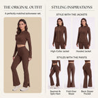 Uncia Active Women’s 2‑Piece Activewear Set | Zip‑Up Cropped Jacket & Flare Leggings