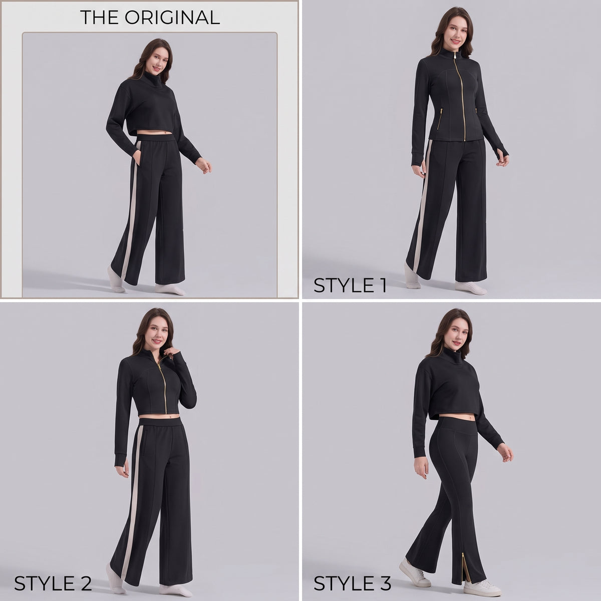 Uncia Active Fleece Lined 2 Piece Outfit | Turtleneck Crop Top & Fleece Lined Leggings