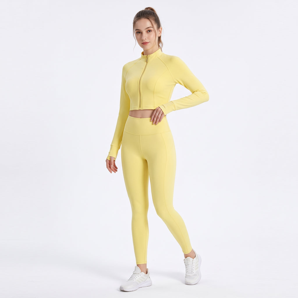 Uncia Active Women Zip Up  2 Piece  Set | High Waist Workout Leggings & Crop Yoga