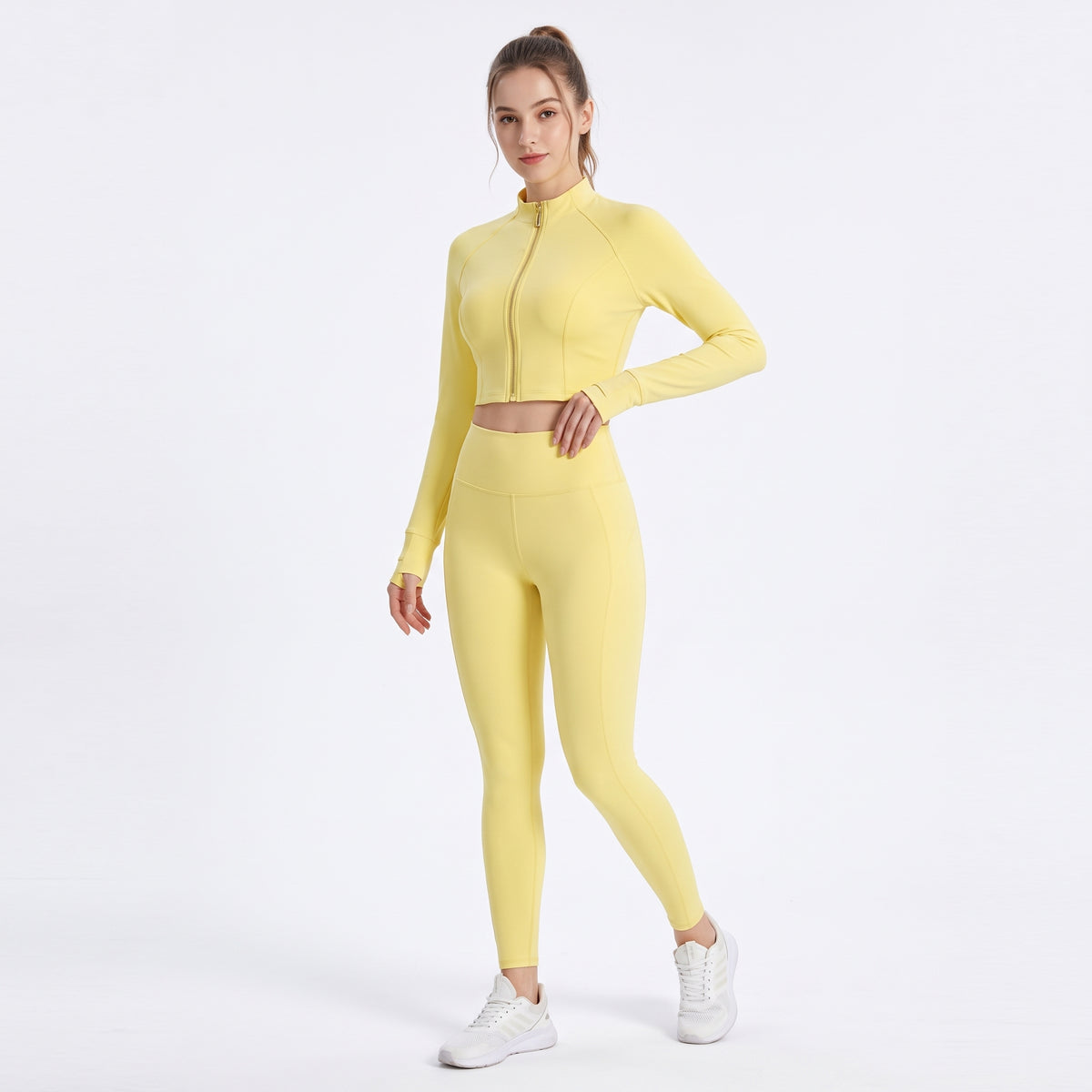 Uncia Active Women Zip Up  2 Piece  Set | High Waist Workout Leggings & Crop Yoga