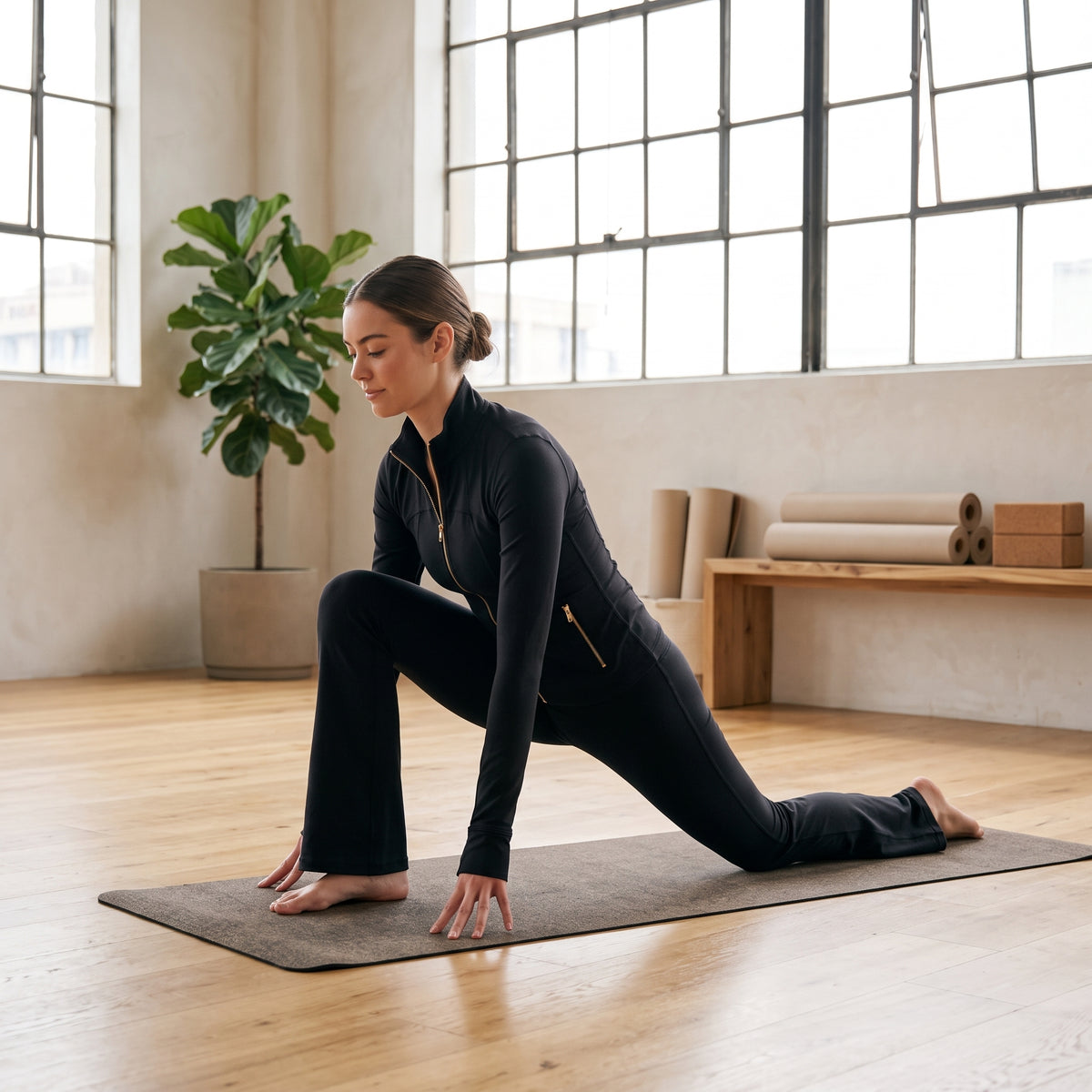 Uncia Active Women's 2 Piece Workout Set | Zip Up Jacket & Flare Yoga Leggings