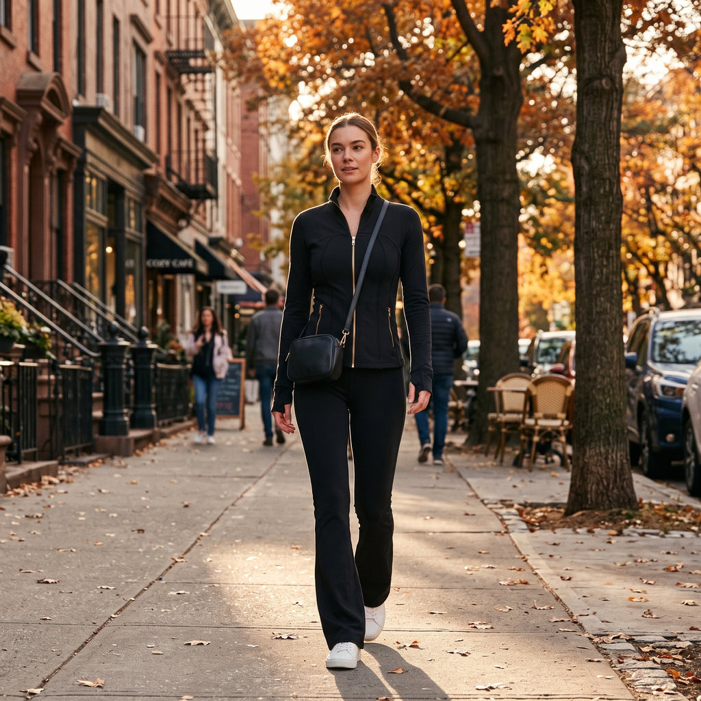 Uncia Active Women's 2 Piece Workout Set | Zip Up Jacket & Flare Yoga Leggings